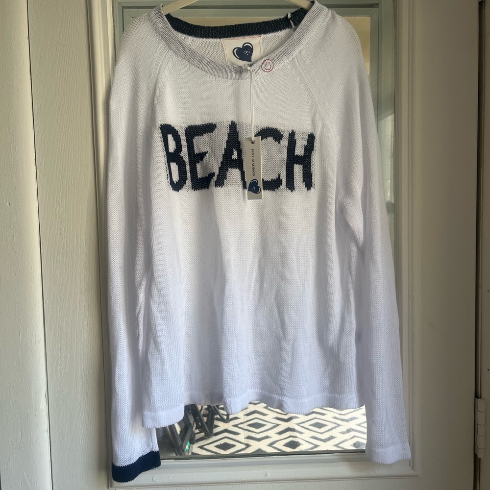 Madison White and Navy Beach Sweater